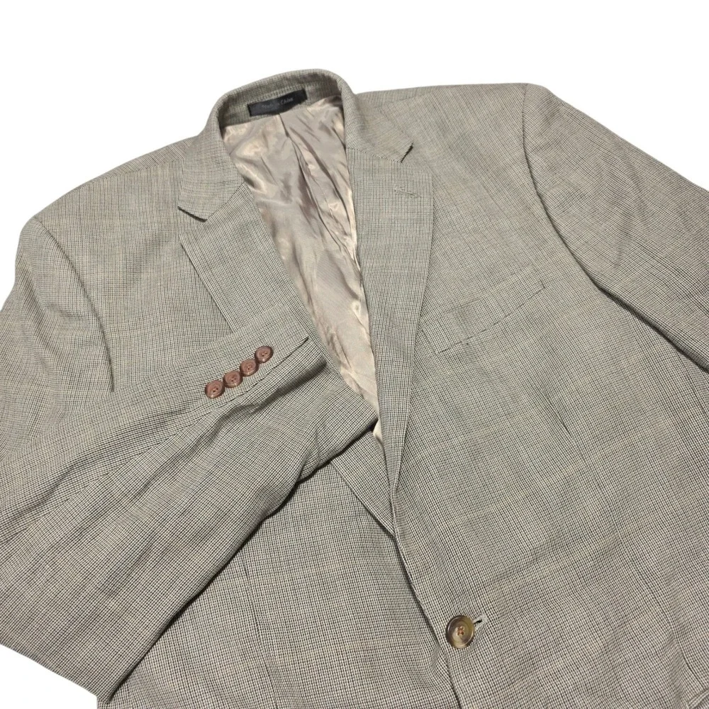 Lauren Ralph Lauren‎ Blazer Mens 42R Tan Houndstooth Two Button Sport Coat